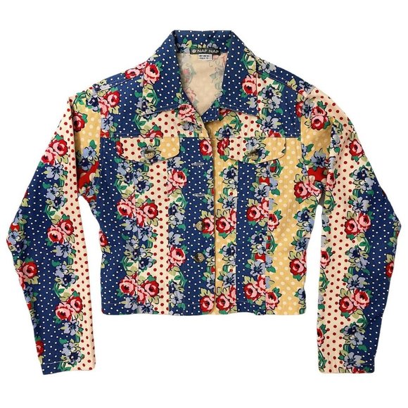 🍓VINTAGE 90s FLORAL PATCHWORK CROPPED SHACKET🍓 - Picture 1 of 4